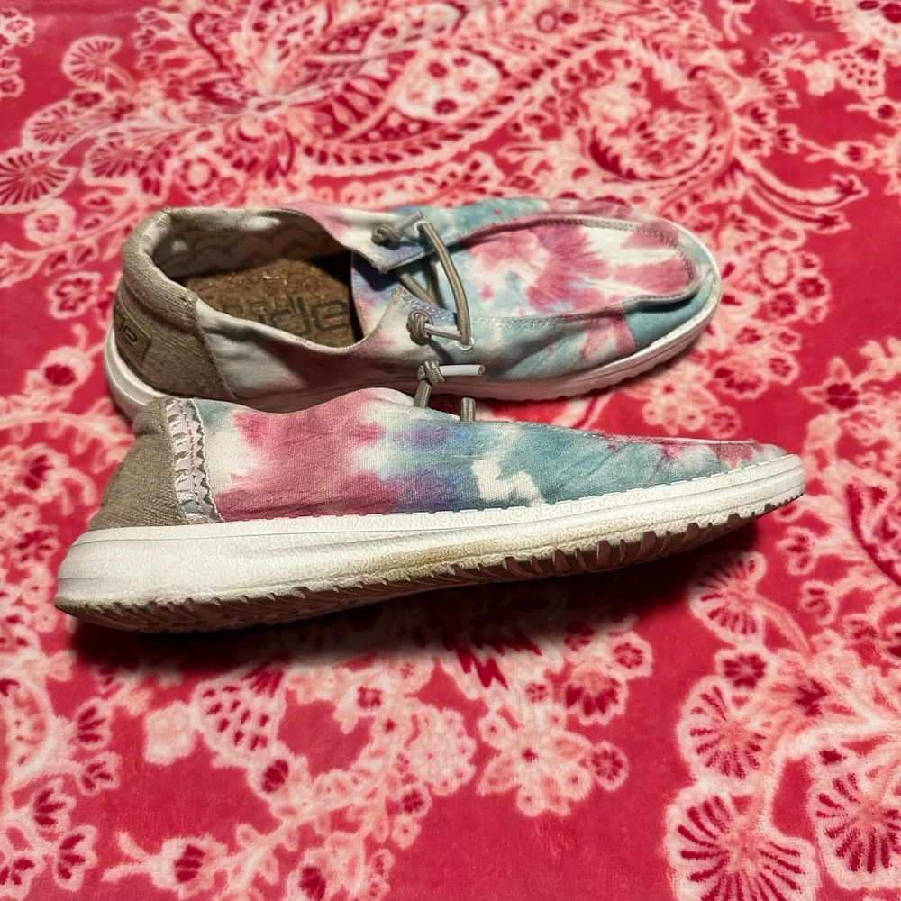 Hey Dude Pink and Blue with Artistic Flair